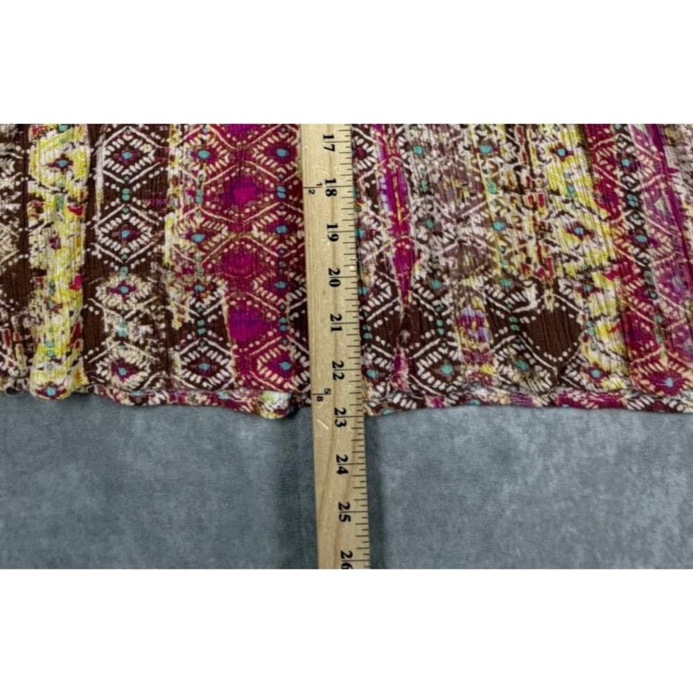 Savanna Jane Womens 1X Rayon Blouse Brown Geometric Embroidered Boho Peasant - Picture 5 of 8
